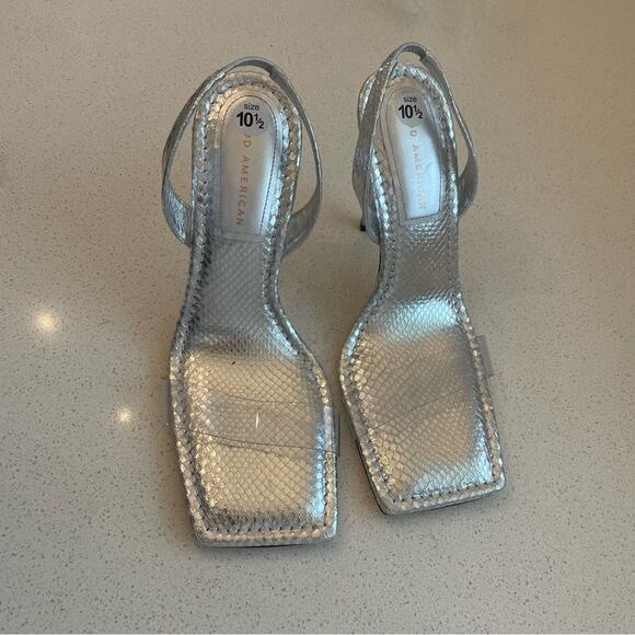 Good American Silver Snake Lucite Heels 10.5 - Picture 3 of 6
